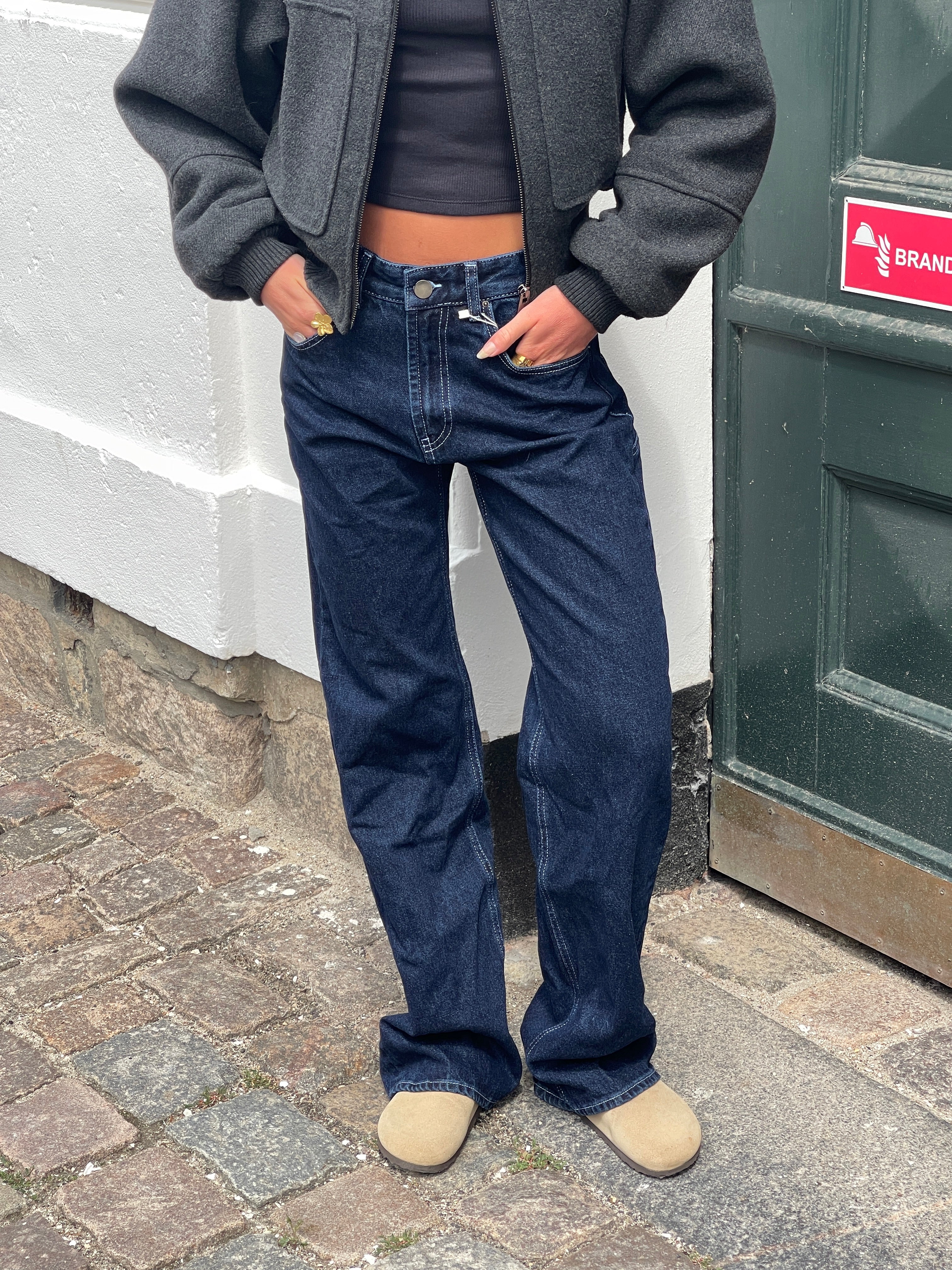 Star jeans with white stars - Dark denim