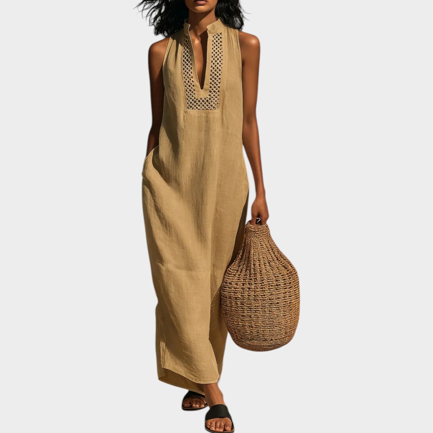 Sleeveless Embroidered Maxi Dress