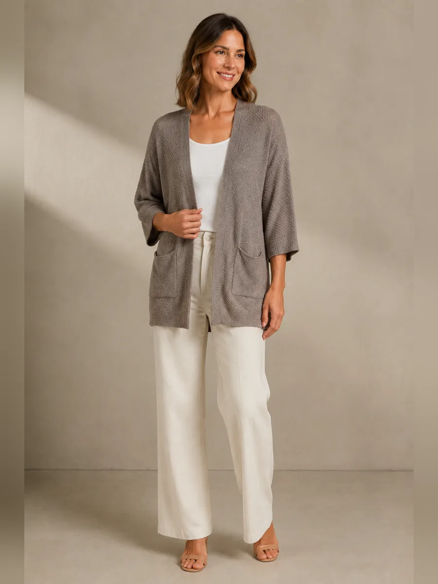 Thread 3/4 Sleeve with Pockets Cardigan