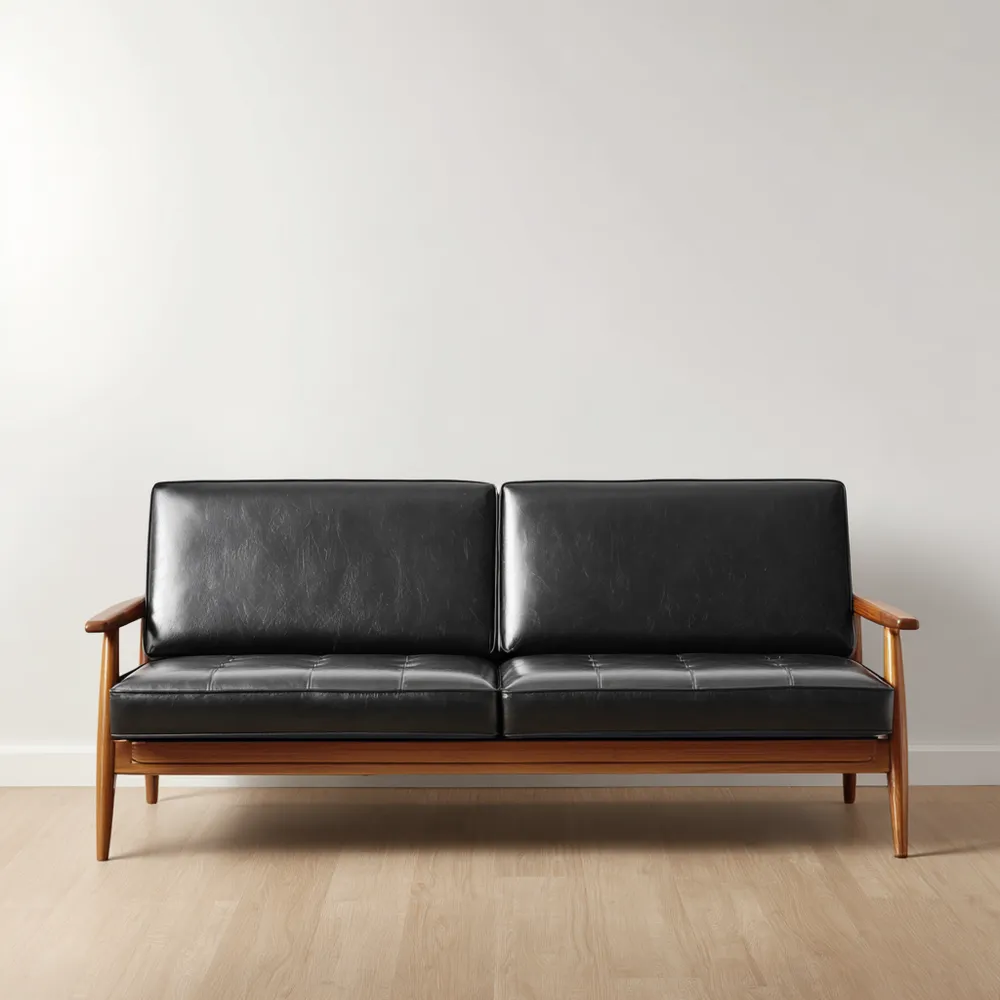 2-Sitzer-Sofa Lederoptik 140x75x80 cm - Schwarz - Skandinavisches Design-Dwellvendors
