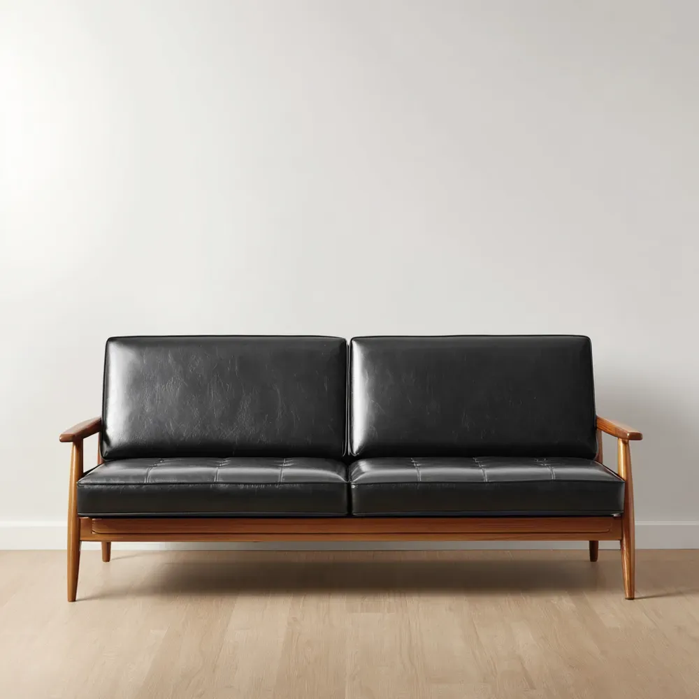 2-Sitzer-Sofa Lederoptik 140x75x80 cm - Schwarz - Skandinavisches Design-Dwellvendors