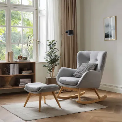 Schaukelstuhl Set Stoff 100x70x90 cm – Hellgrau – Skandinavisches Design-Dwellvendors