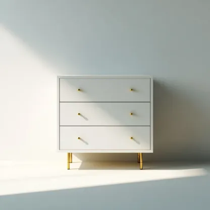 Moderne Kommode 80x80x40 cm aus Holz – Weiß/Gold-Dwellvendors