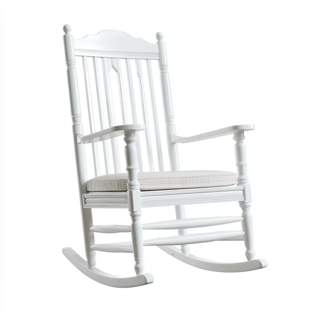 Schaukelstuhl Holz 95x60x110 cm – Weiß – Klassisches Design-Dwellvendors