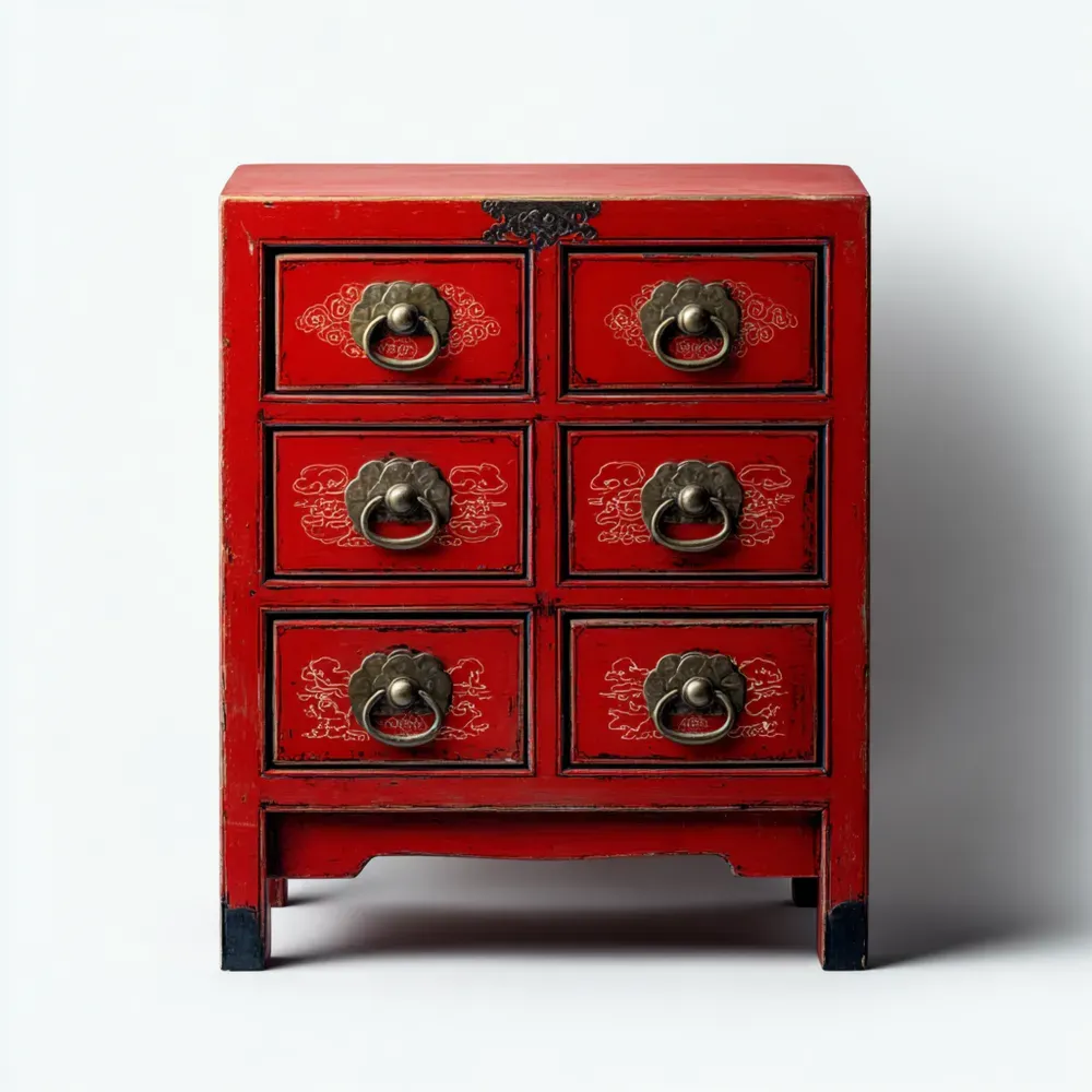 Holzkommode Antikoptik Rot 80x40x100 cm – Vintage-Stil-Dwellvendors