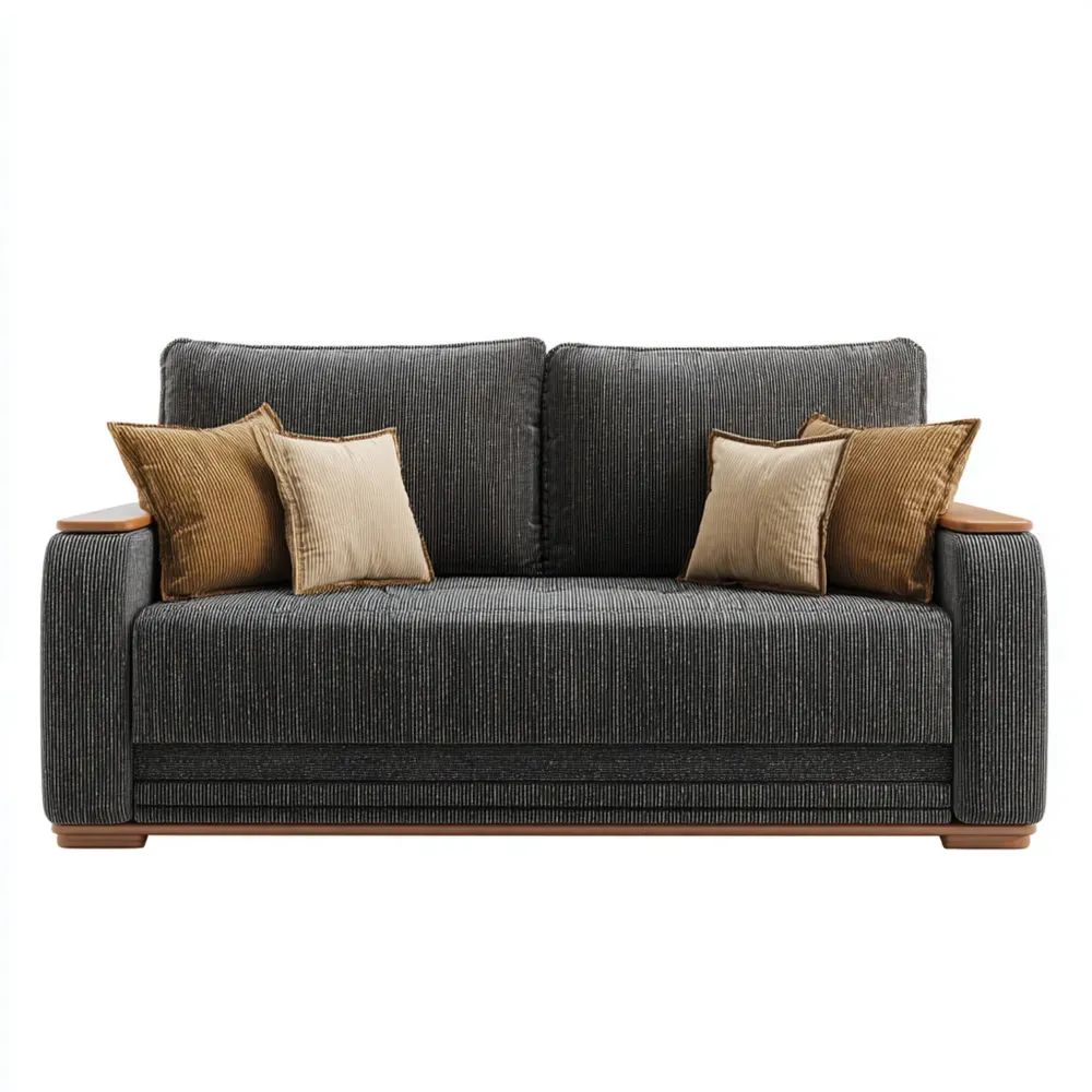 2-Sitzer-Sofa Stoff 200x95x85 cm – Dunkelgrau – Moderner Stil-Dwellvendors