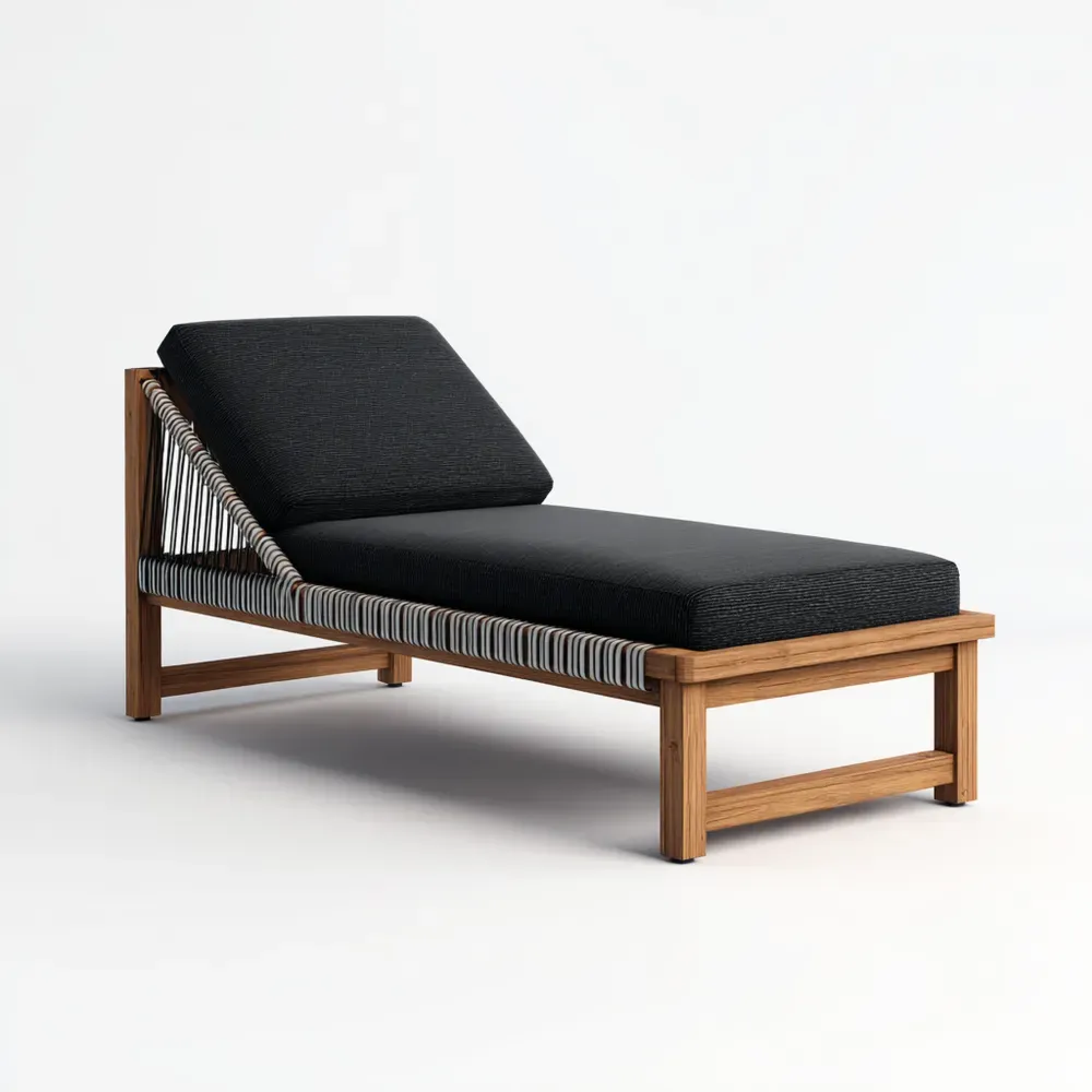 Gartenliege mit Holzrahmen 200x70 cm - Schwarz - Modernes Design-Dwellvendors