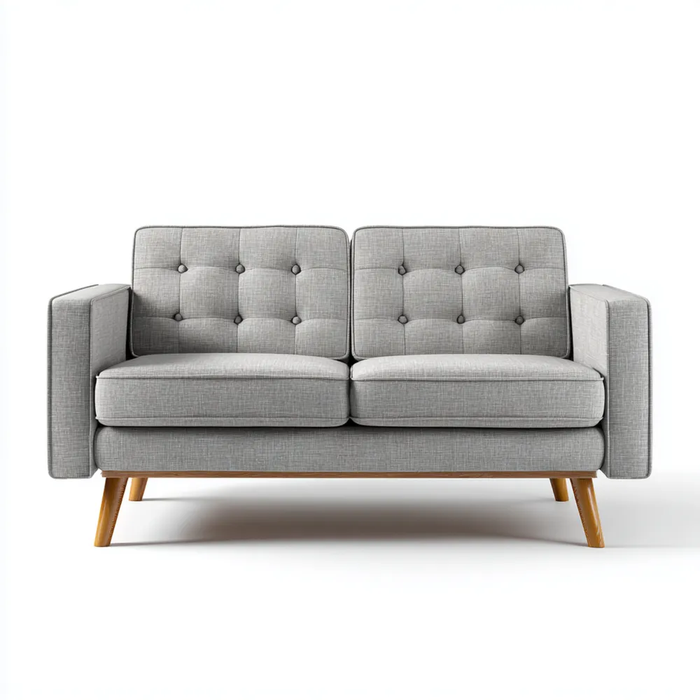 2-Sitzer-Sofa Leinenstoff 150x85x80 cm – Hellgrau – Skandinavisches Design-Dwellvendors