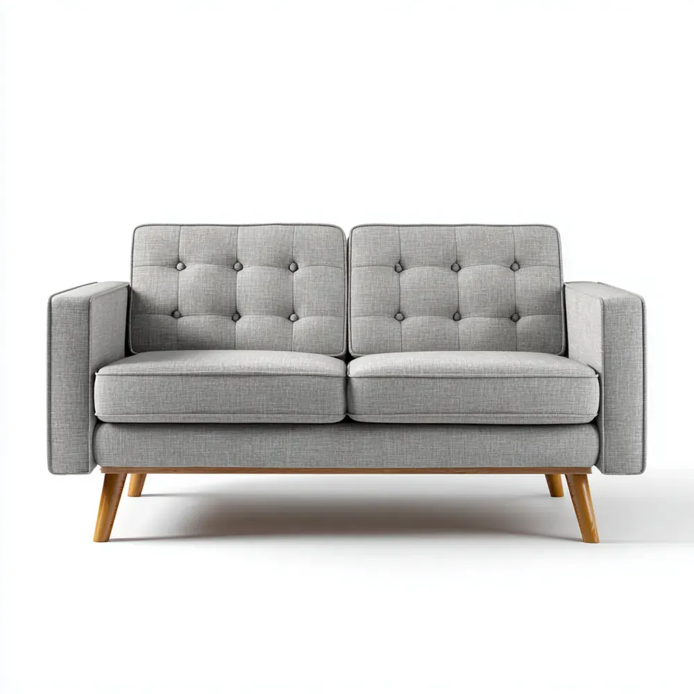 2-Sitzer-Sofa Leinenstoff 150x85x80 cm – Hellgrau – Skandinavisches Design-Dwellvendors