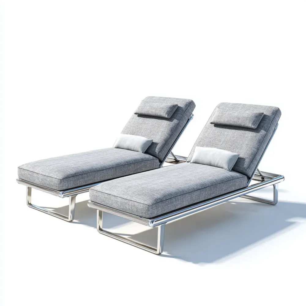 Gartenliege Set Stoffpolsterung 200x70x40 cm – Hellgrau – Verstellbares Design-Livornestx