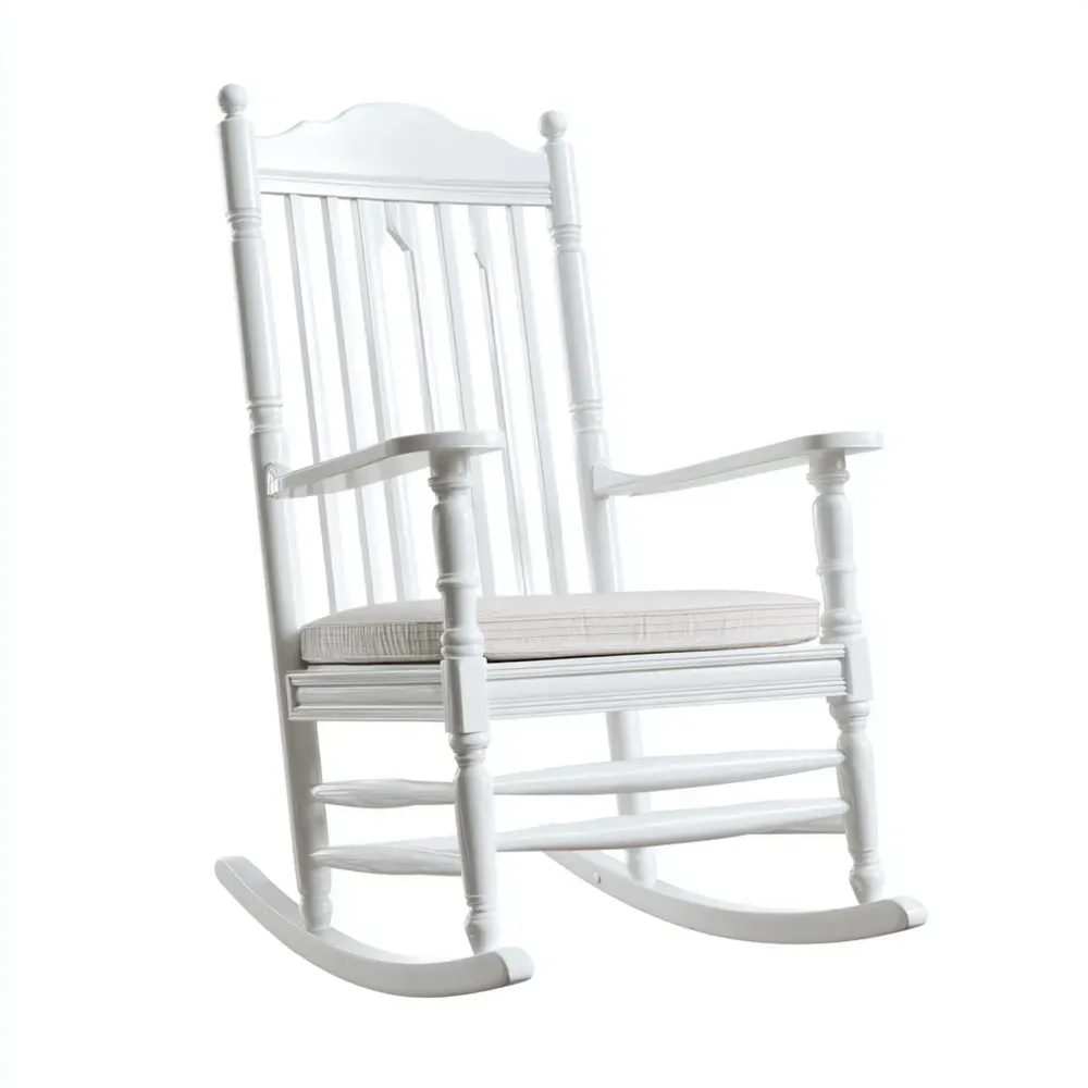 Schaukelstuhl Holz 95x60x110 cm – Weiß – Klassisches Design-Livornestx