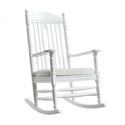 Schaukelstuhl Holz 95x60x110 cm – Weiß – Klassisches Design-Livornestx