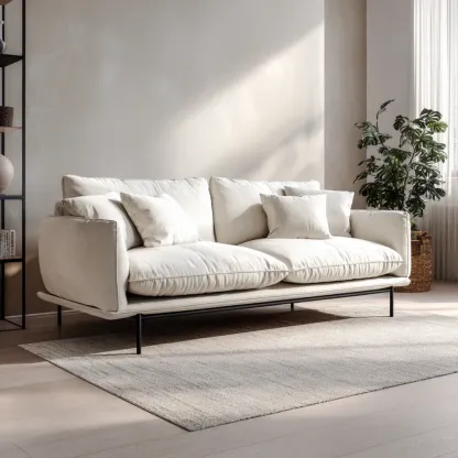 3-Sitzer-Sofa Stoff 220x100x90 cm – Cremeweiß – Modernes Design-Livornestx