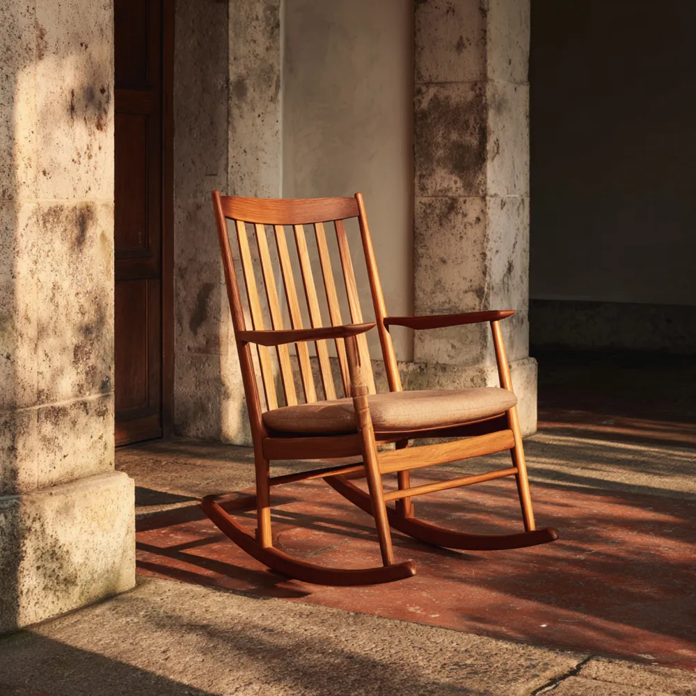 Schaukelstuhl Massivholz 120x60x85 cm - Braun - Klassisches Design-Livornestx