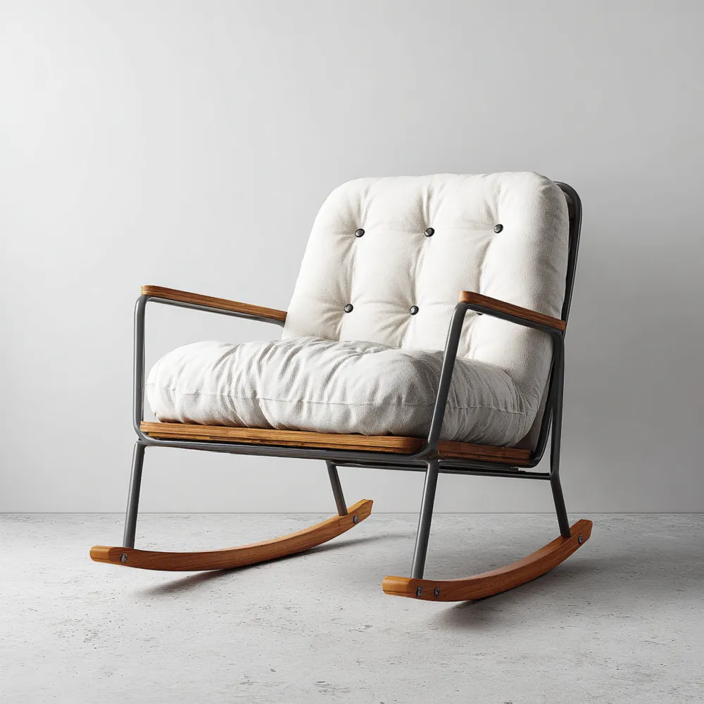 Schaukelstuhl 75x85x90 cm - Weiß/Braun - Industrieller Stil-Livornestx