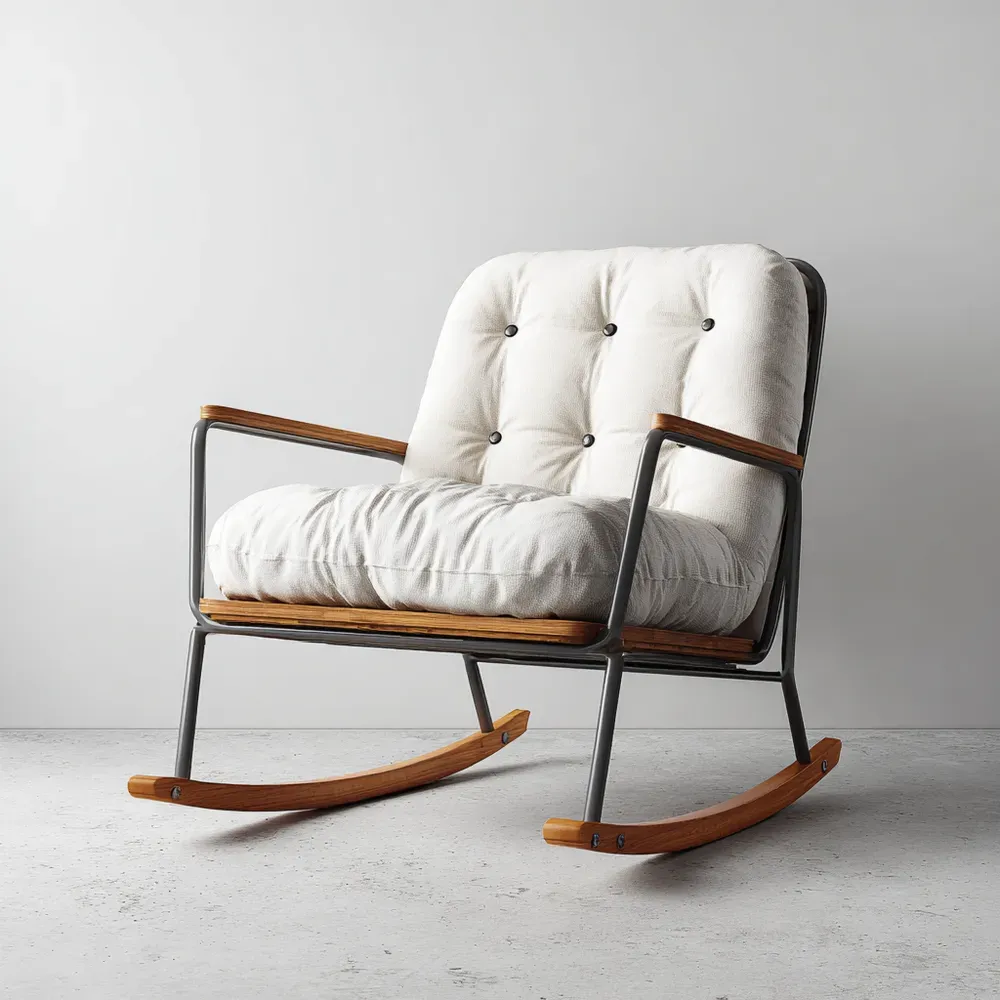 Schaukelstuhl 75x85x90 cm - Weiß/Braun - Industrieller Stil-Livornestx