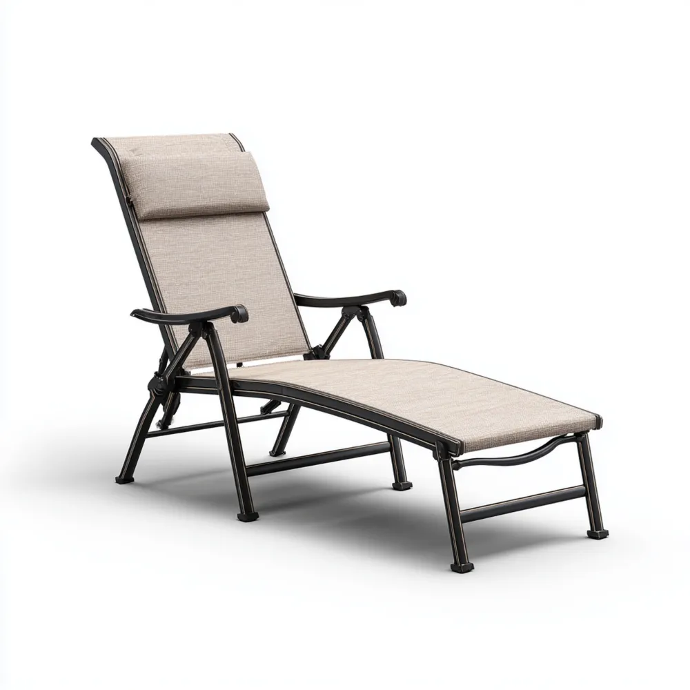 Gartenliege Metall 200x70x45 cm – Beige – Verstellbar-Livornestx