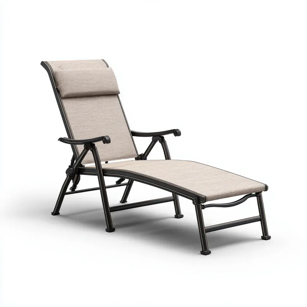 Gartenliege Metall 200x70x45 cm – Beige – Verstellbar-Livornestx