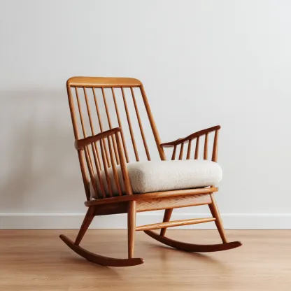 Schaukelstuhl Holz mit Stoffpolsterung – 65x50x105 cm – Natur – Klassisches Design-Livornestx