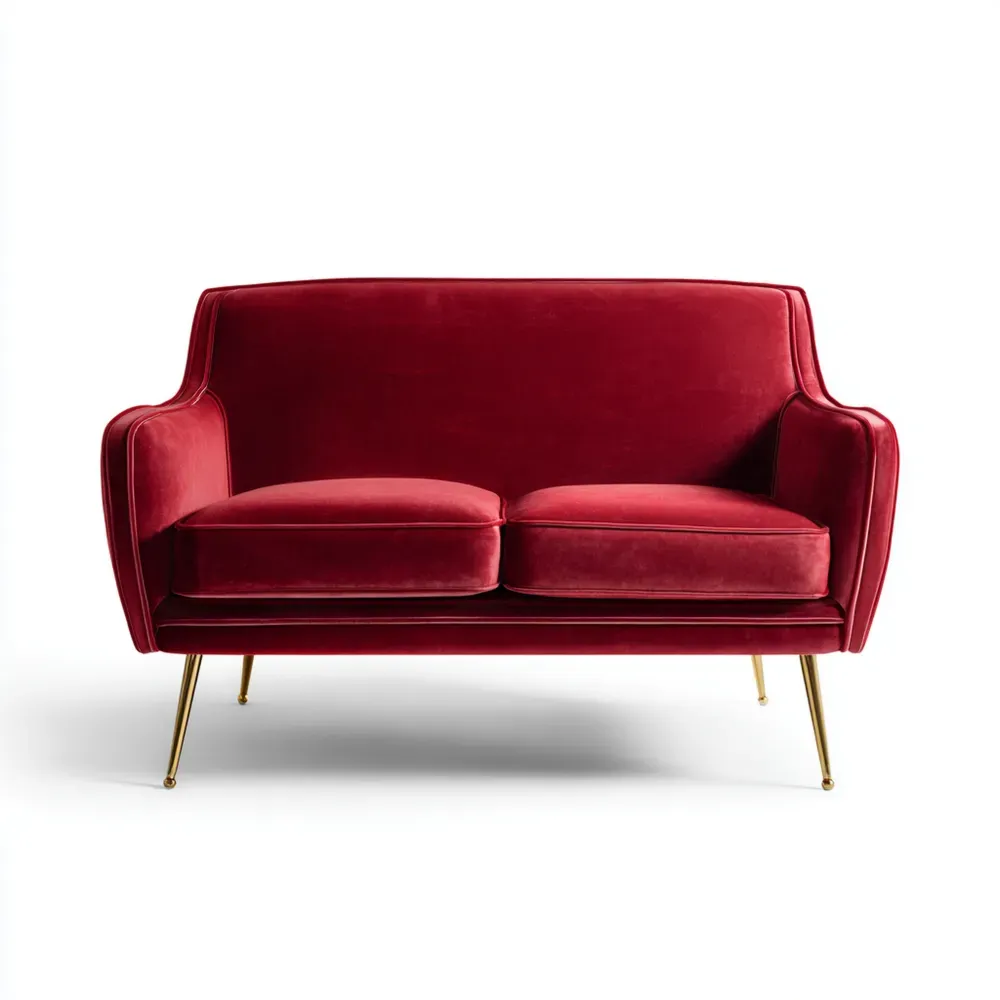 2-Sitzer-Sofa Samt 150x85x80 cm – Rot – Retro-Stil-Livornestx