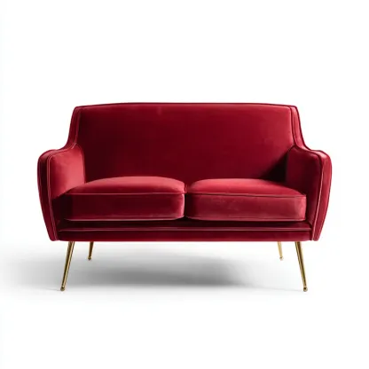 2-Sitzer-Sofa Samt 150x85x80 cm – Rot – Retro-Stil-Livornestx