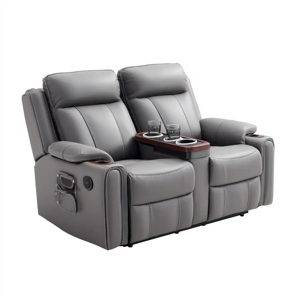 2-Sitzer-Sofa Kunstleder 180x90x100 cm – Grau – Entspannungsfunktion-Livornestx