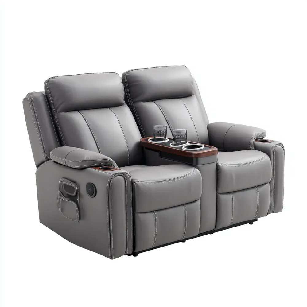 2-Sitzer-Sofa Kunstleder 180x90x100 cm – Grau – Entspannungsfunktion-Livornestx