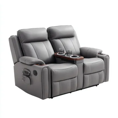 2-Sitzer-Sofa Kunstleder 180x90x100 cm – Grau – Entspannungsfunktion-Livornestx