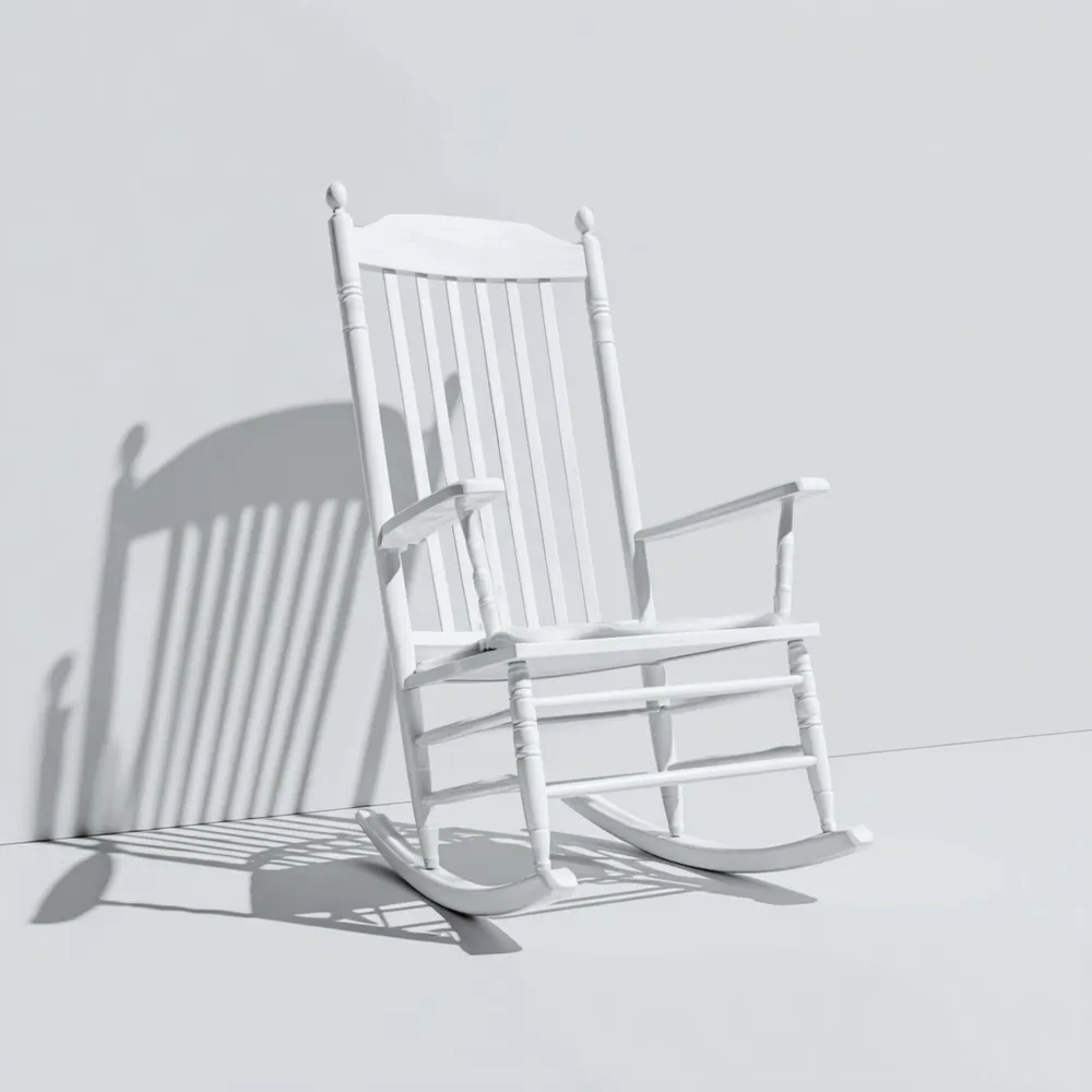 Fauteuil à bascule en bois 65x90x110 cm – Blanc – Design classique