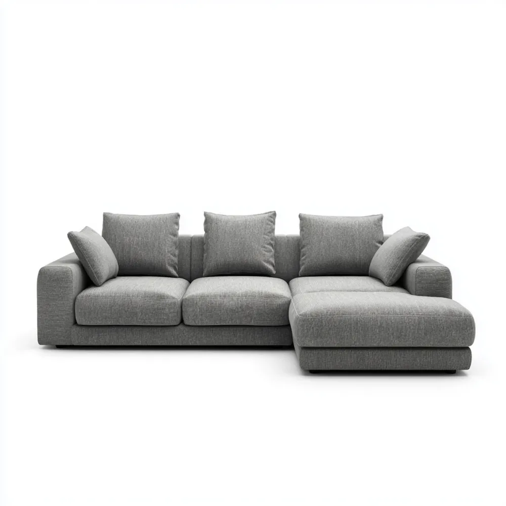 Canapé d'angle tissu 250x150x85 cm – Gris – Design moderne