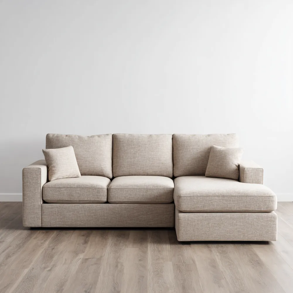 Canapé d'angle tissu 250x150x85 cm – Beige – Design contemporain