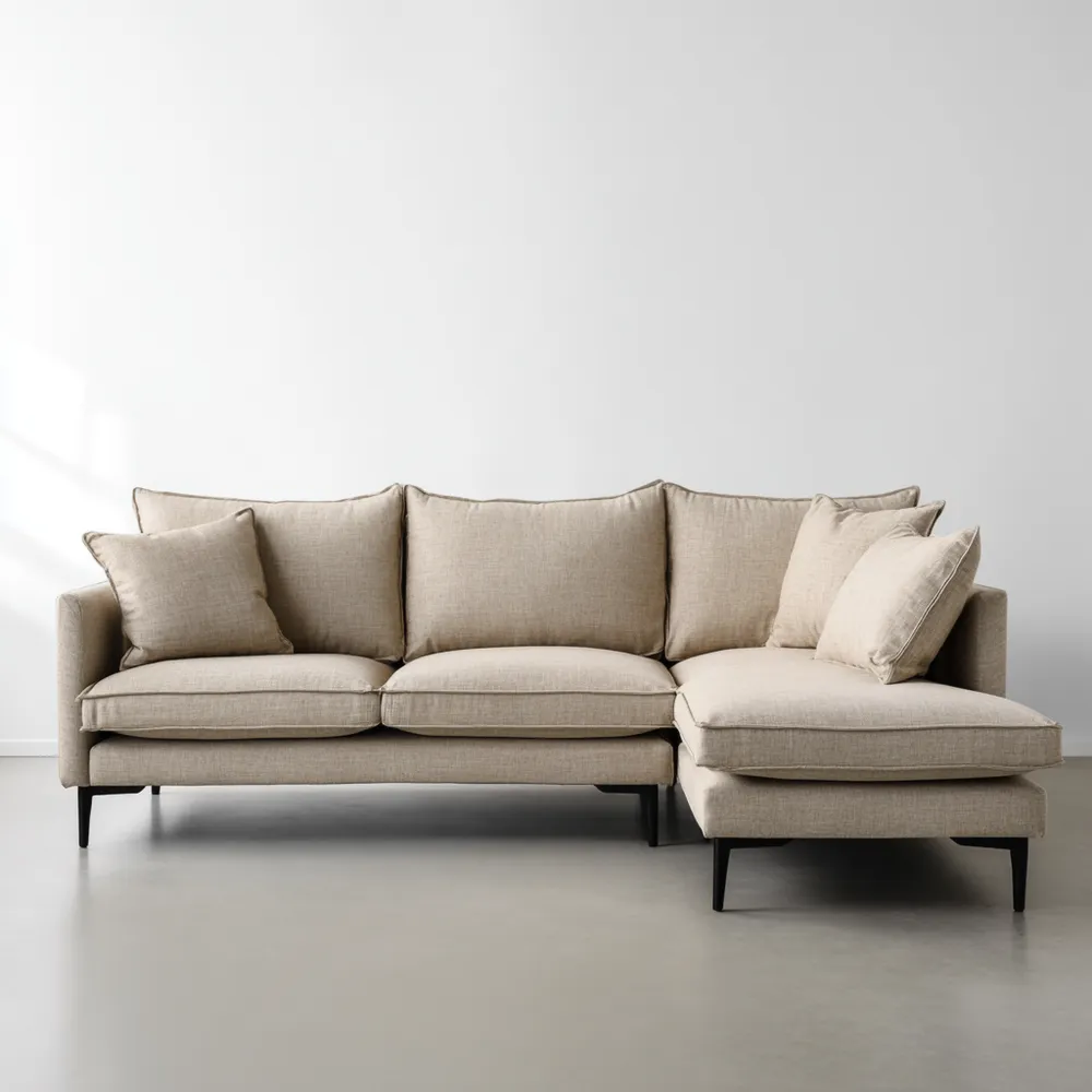 Canapé d'angle tissu 250x150x85 cm – Beige – Design contemporain