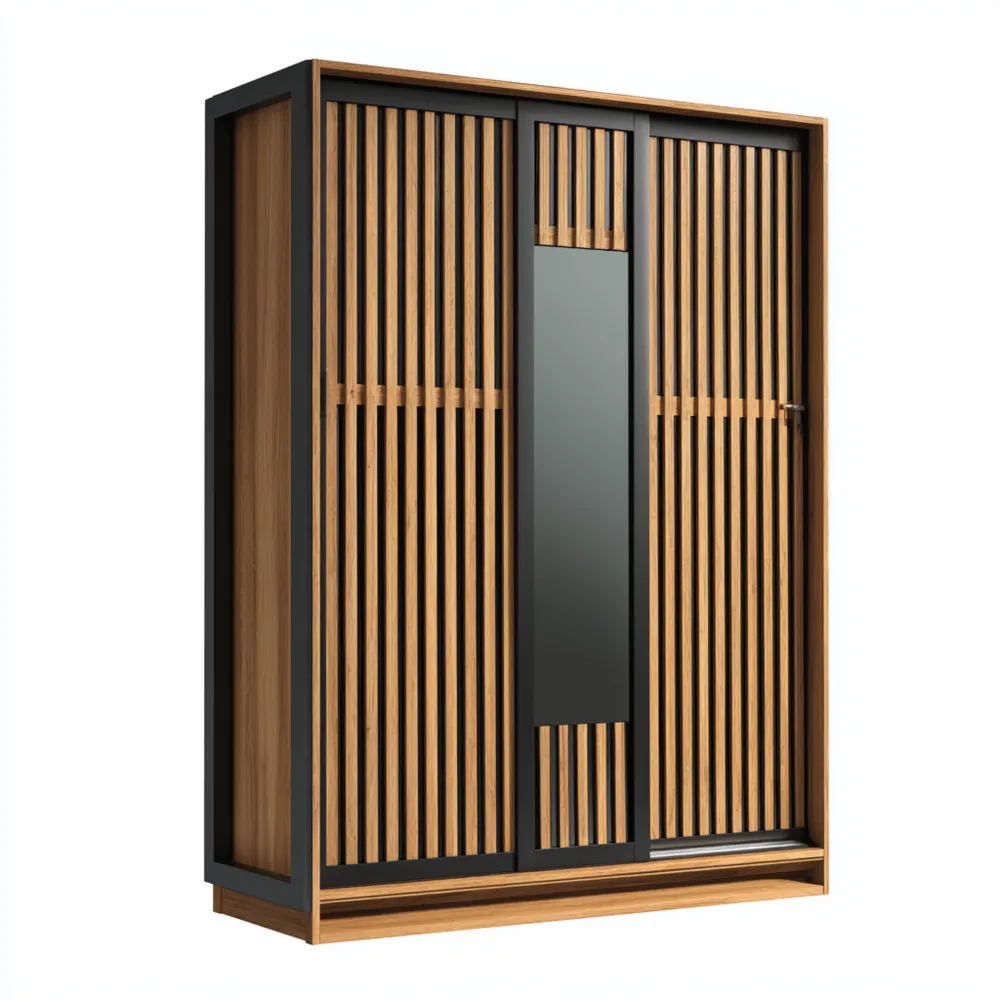 Armoire en bois 220x180x60 cm - Portes coulissantes - Design contemporain