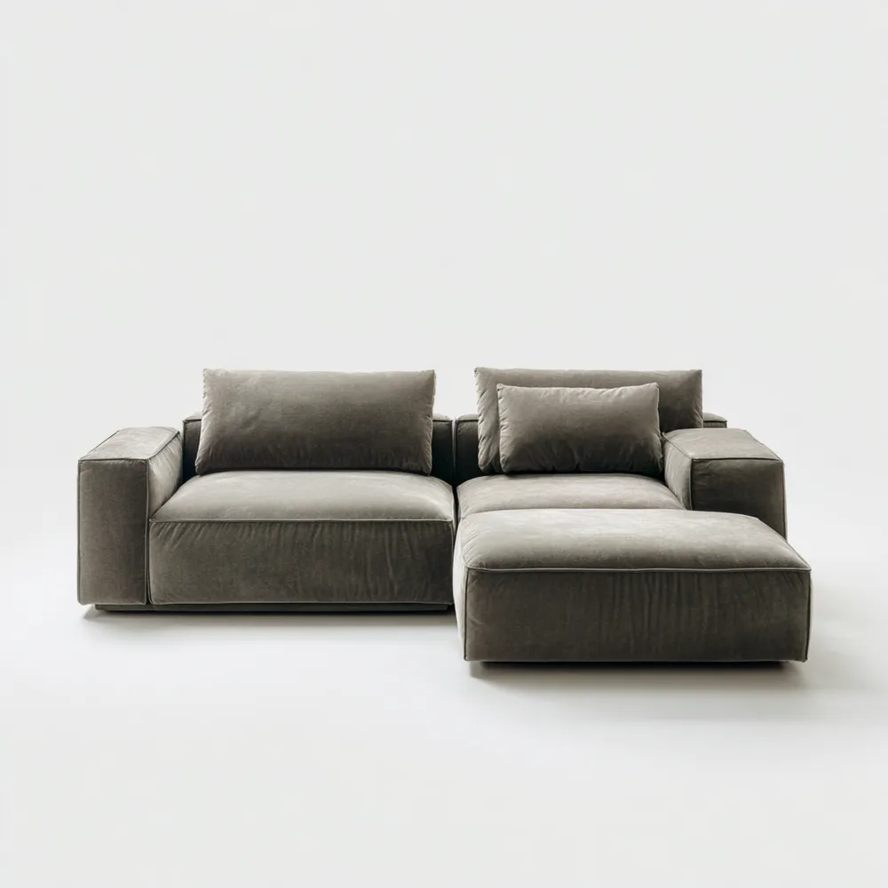 Canapé d'angle en velours 250x150x75 cm - Taupe - Design contemporain