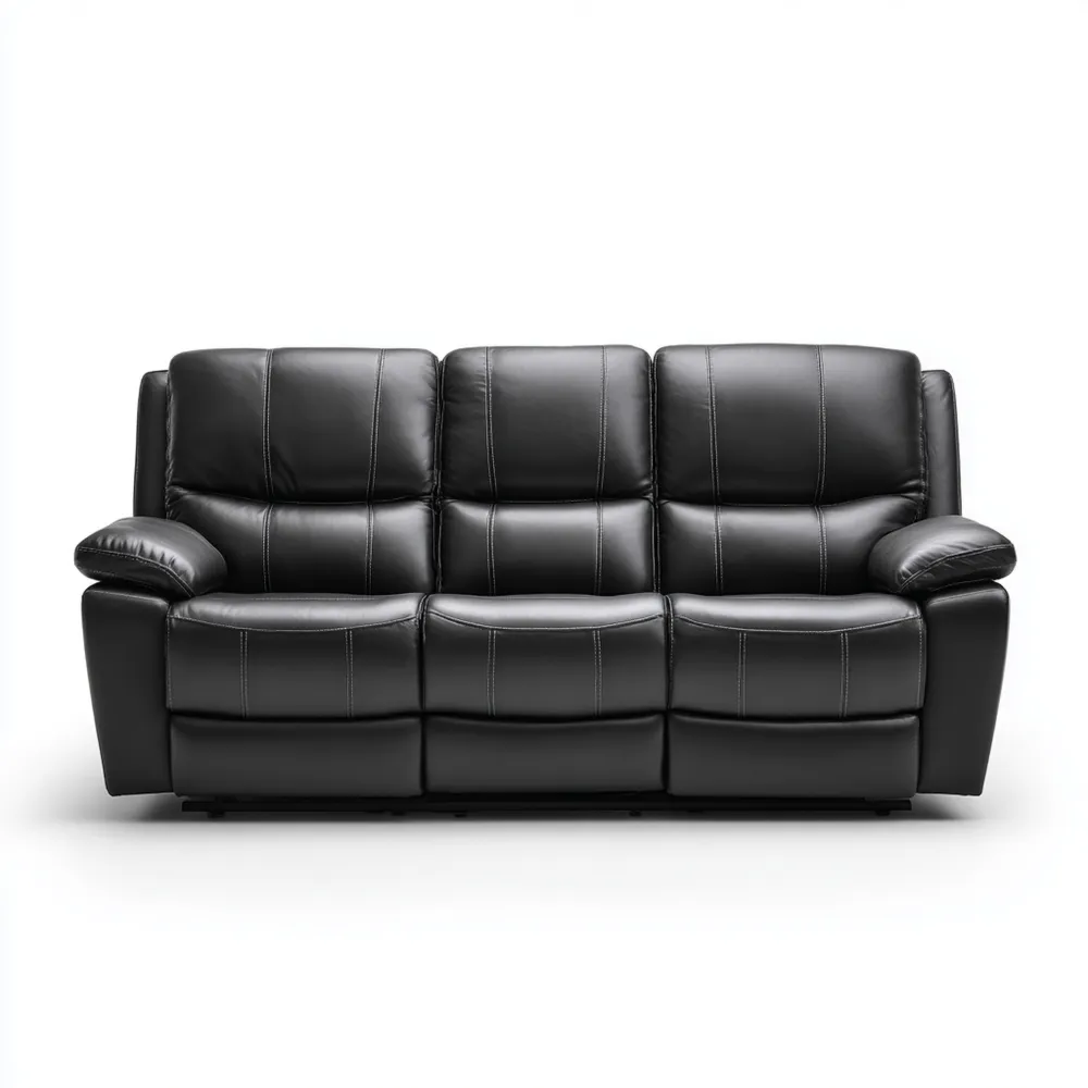 Canapé 3 places Cuir Noir 200x85x100 cm - Design Moderne