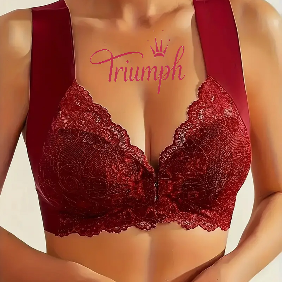 Triumph - (3 piese) 💥Sutien wireless din dantelă cu flori închise
