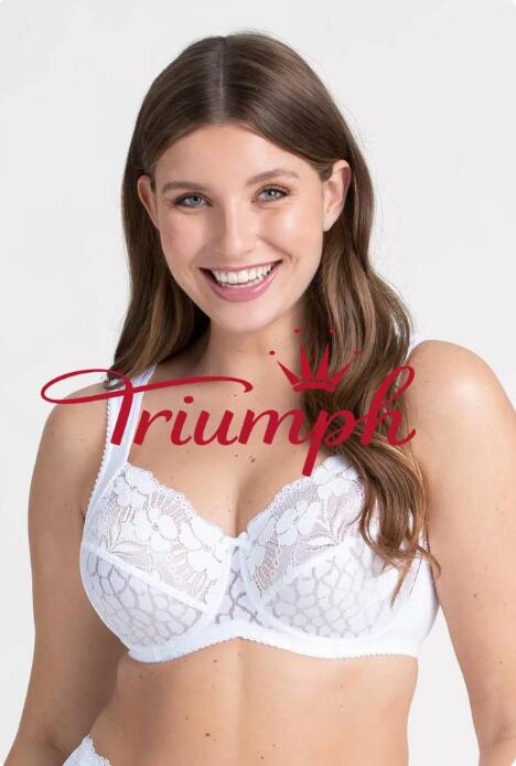 💖Triumph 3 részes szett új virágos csipke patchwork pamut vezeték nélküli push-up melltartó🔥