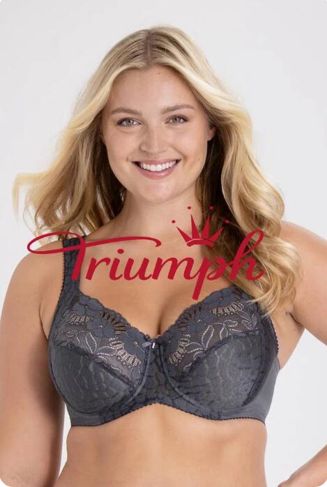 💖Triumph 3 részes szett új virágos csipke patchwork pamut vezeték nélküli push-up melltartó🔥