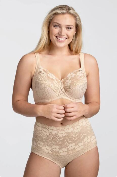 💖Triumph 3 részes szett új virágos csipke patchwork pamut vezeték nélküli push-up melltartó🔥