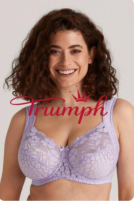 💖Triumph 3 részes szett új virágos csipke patchwork pamut vezeték nélküli push-up melltartó🔥