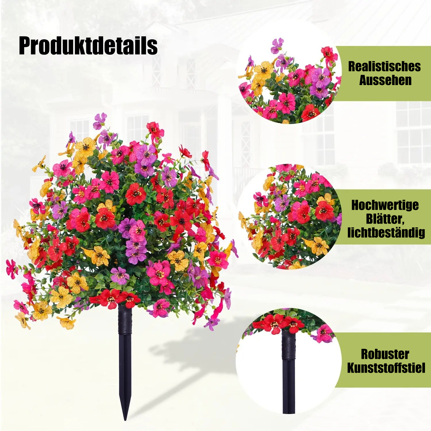 🔥 Kunstblumen für den Außen- und Innenbereich, zur Gartengestaltung und als Wohnaccessoire