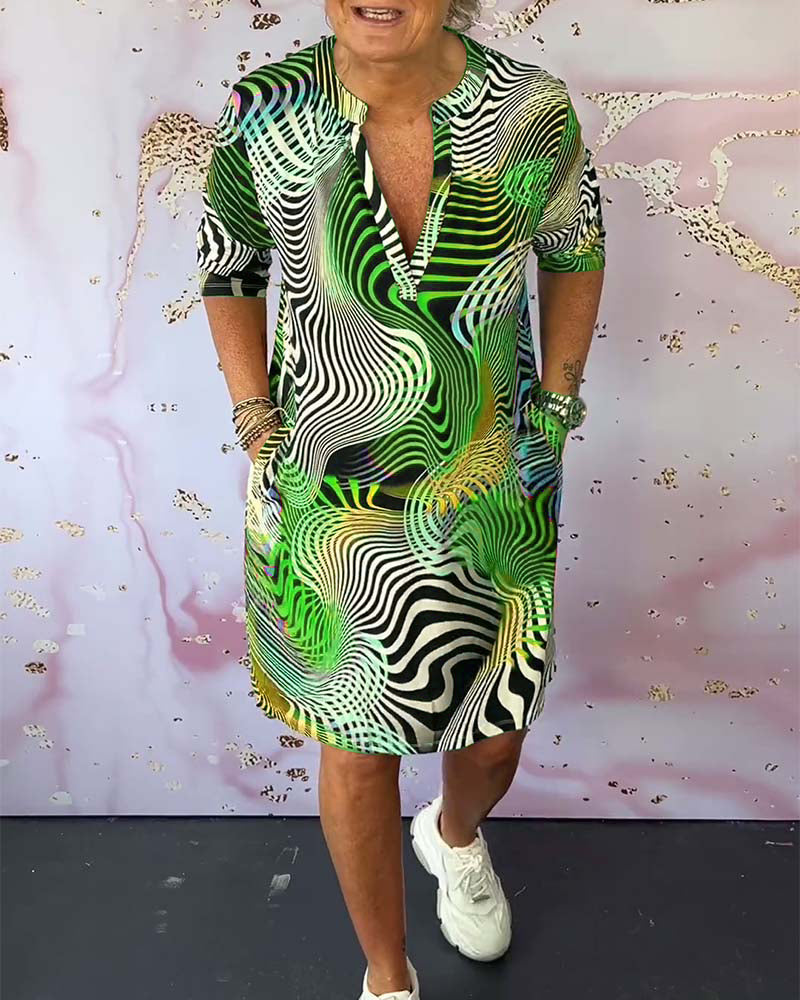 Roya™ - Farbenfrohes Kleid mit V-Ausschnitt