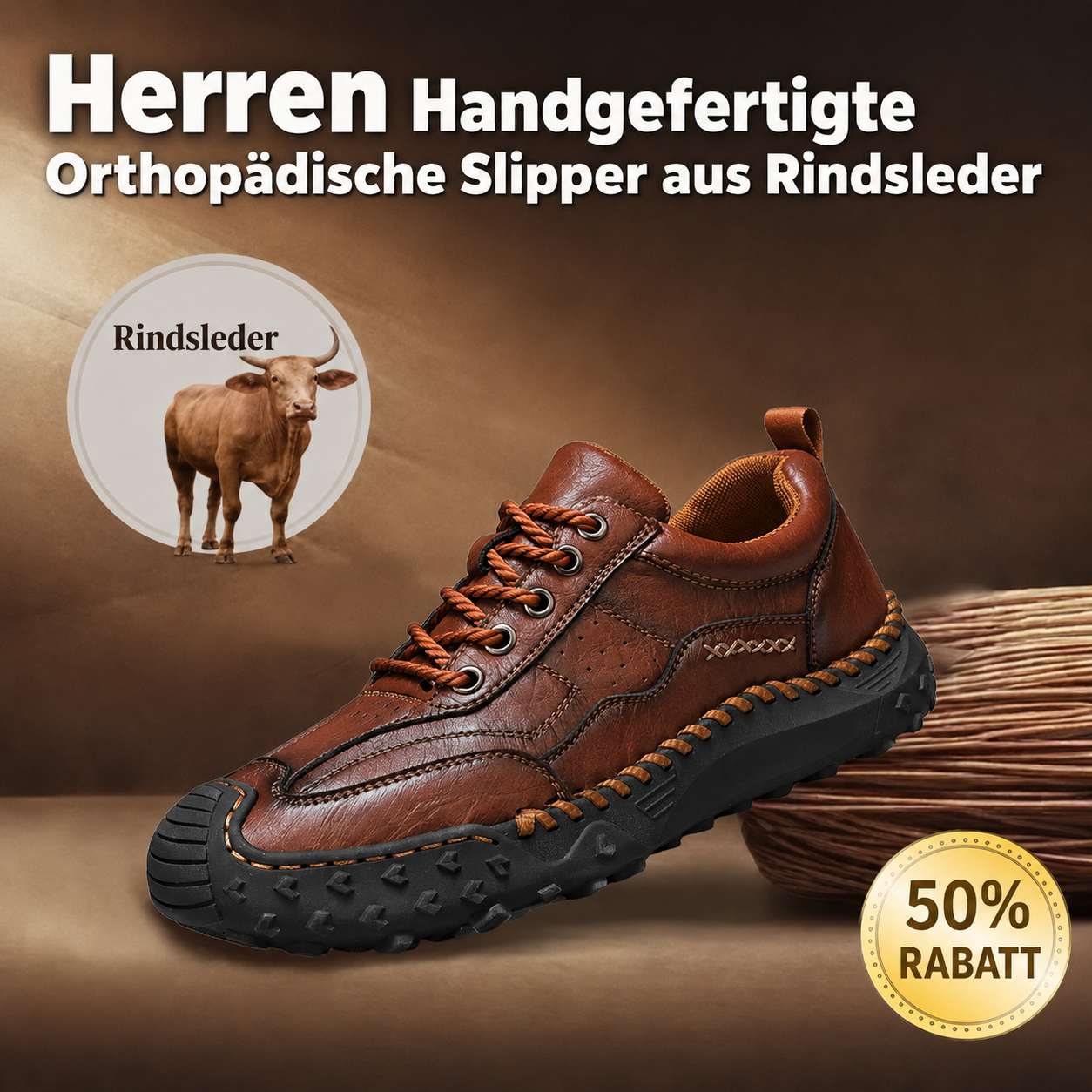 50 % Rabatt | Herren-Echtlederschuhe