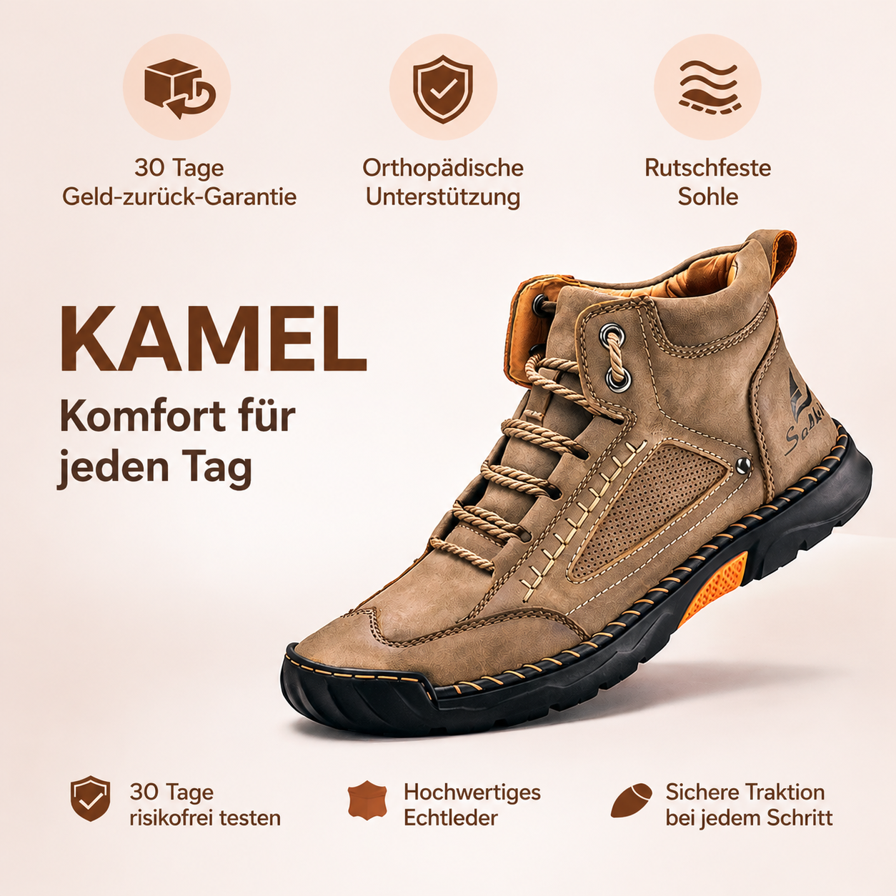 Herren Komfort-Schnürstiefel mit Fußgewölbe-Unterstützung