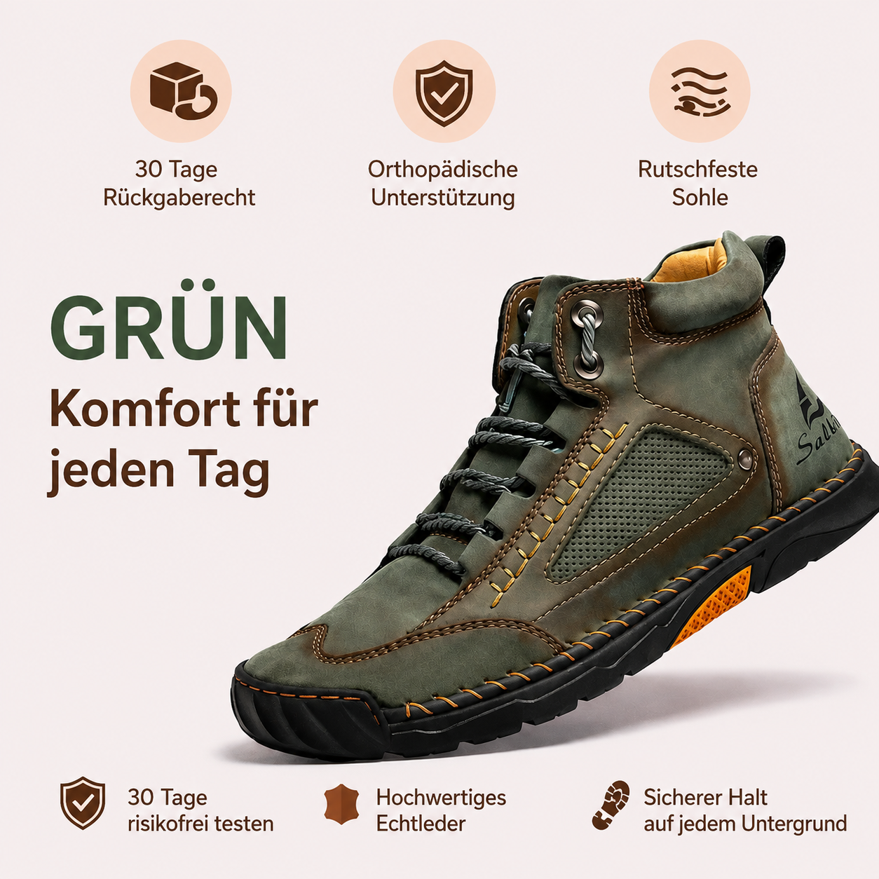 Herren Komfort-Schnürstiefel mit Fußgewölbe-Unterstützung