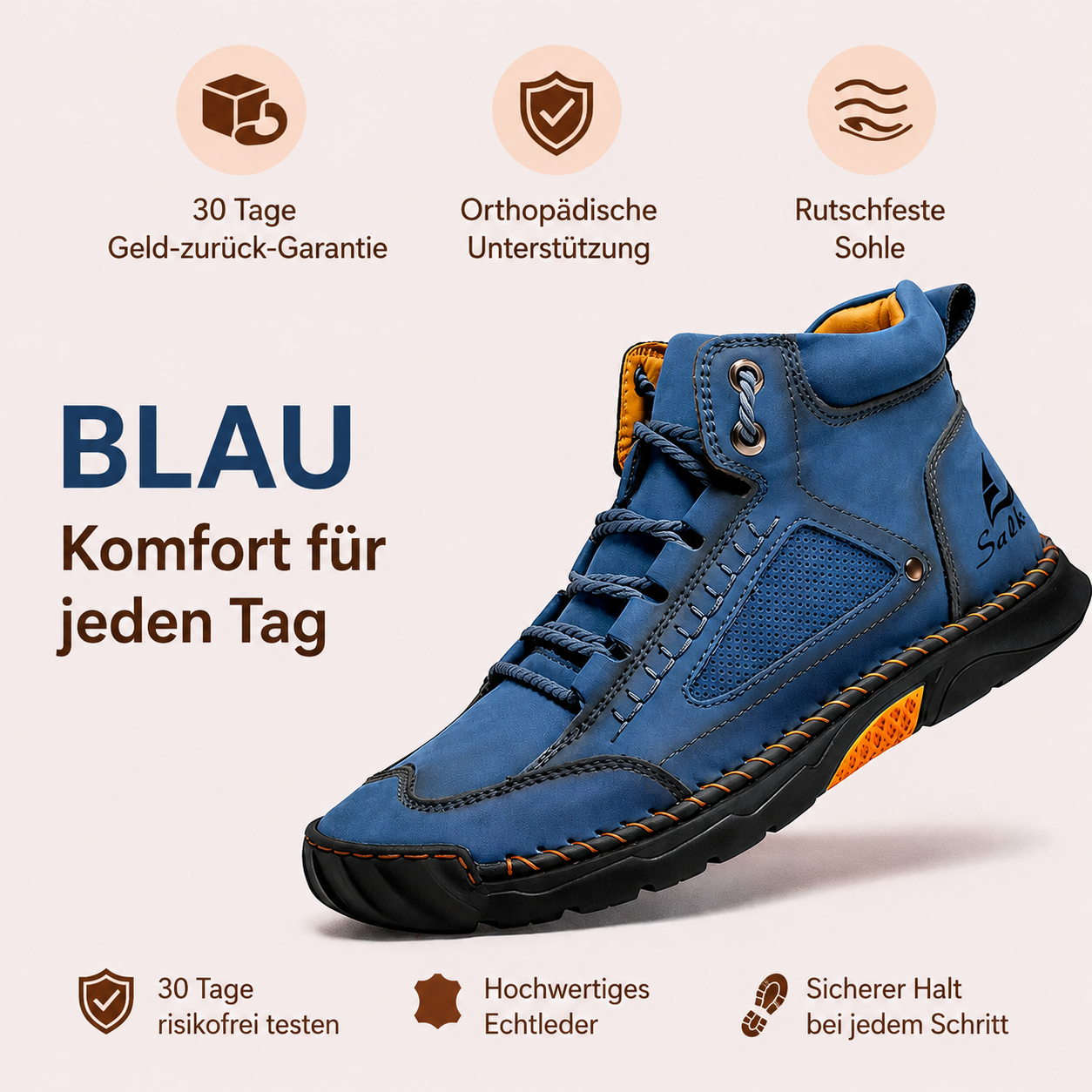 Herren Komfort-Schnürstiefel mit Fußgewölbe-Unterstützung