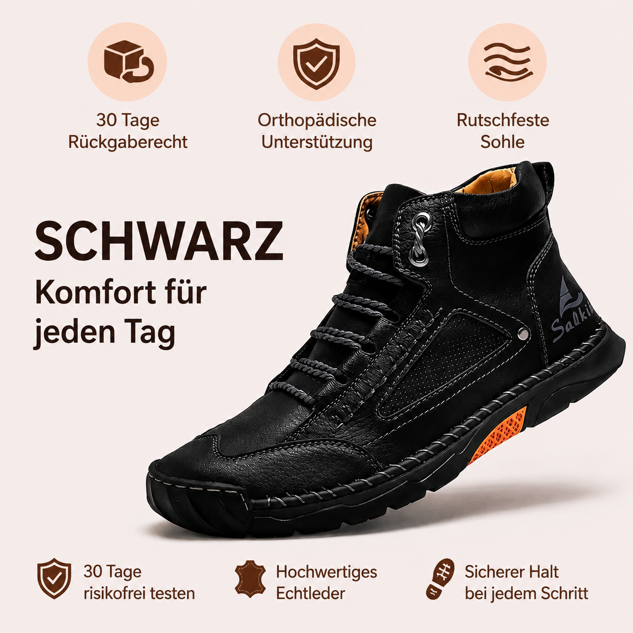 Herren Komfort-Schnürstiefel mit Fußgewölbe-Unterstützung