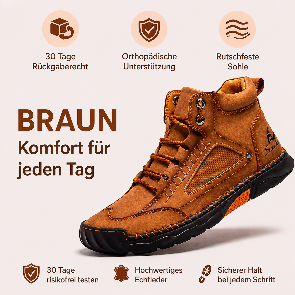 Herren Komfort-Schnürstiefel mit Fußgewölbe-Unterstützung