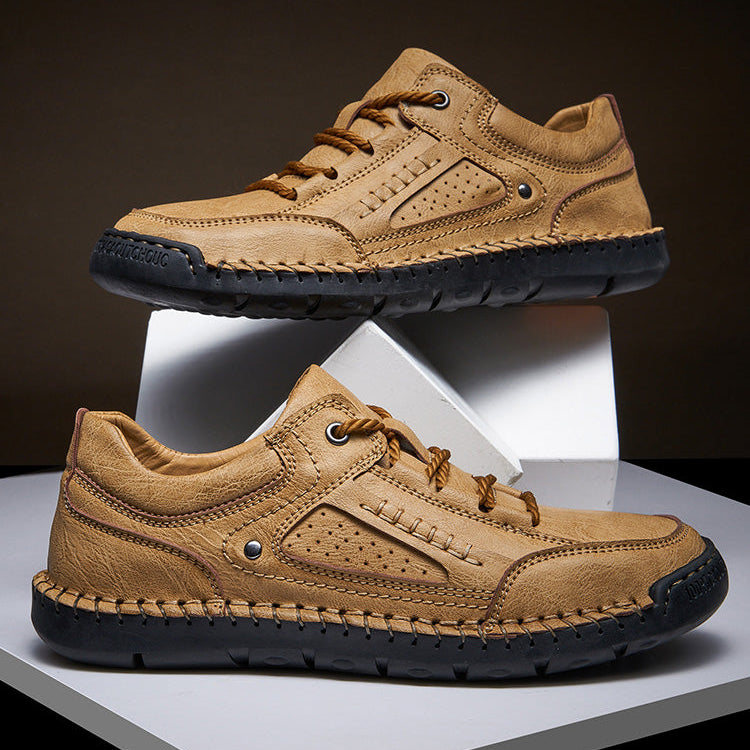 Herren Lederschuhe mit Schnürung und Kontrastnähten