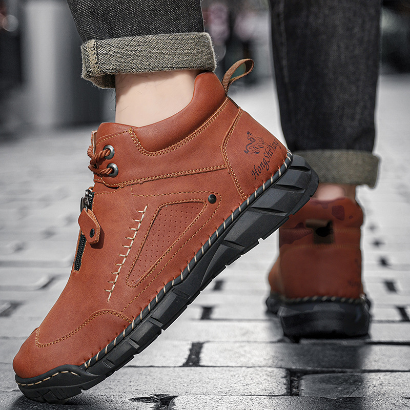 Men's Orthopedic Walking Shoes - Stable Leather Upper | Wide Toe Fit | Healthy Blood Flow | Arch Support Inside | Waterproof | Pressure Relief